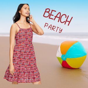 NWT Loft Petite Ikat Smocked Back Dress Size Petite 00 Summer Beachy Boho Flirty